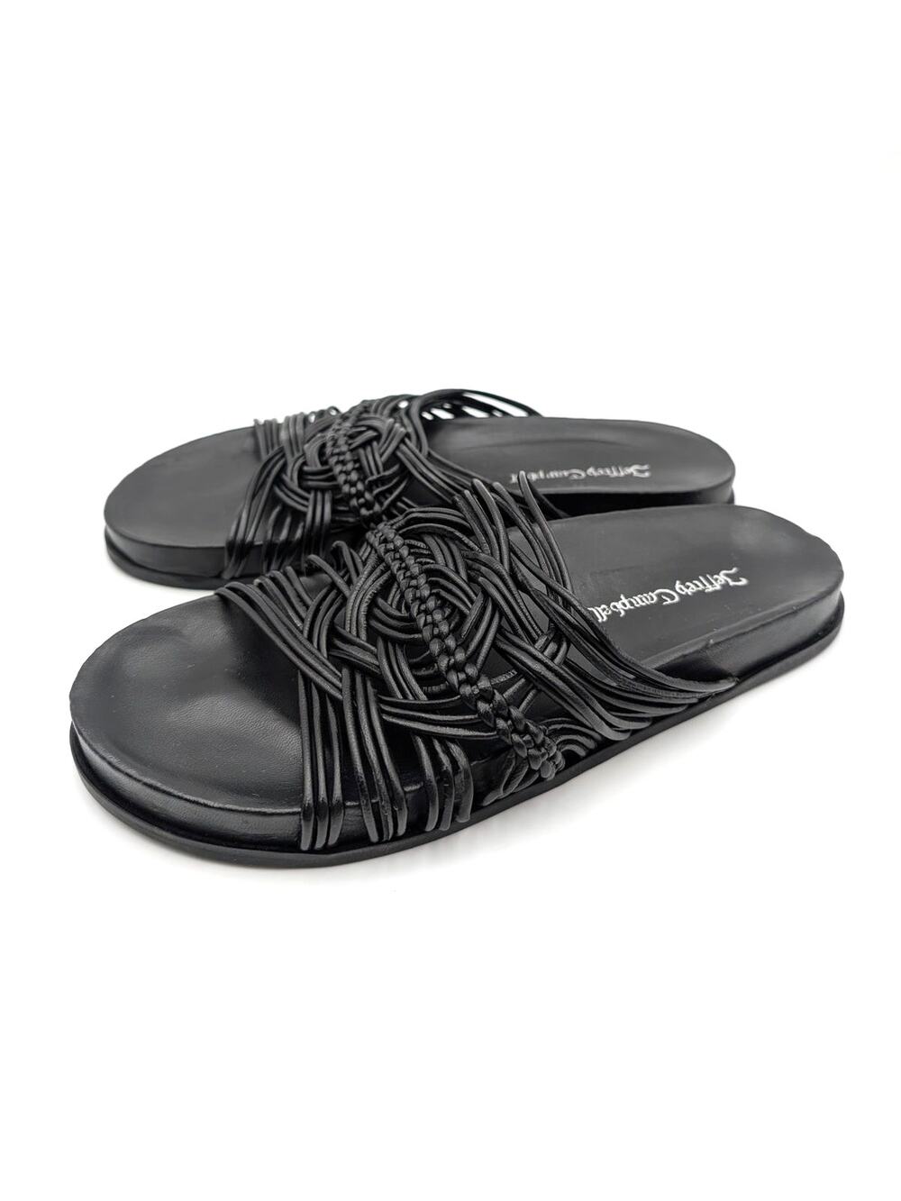 Jeffrey Campbell Intwined Slide Sandals Open Toe Women's Black Size US9 EU39.5